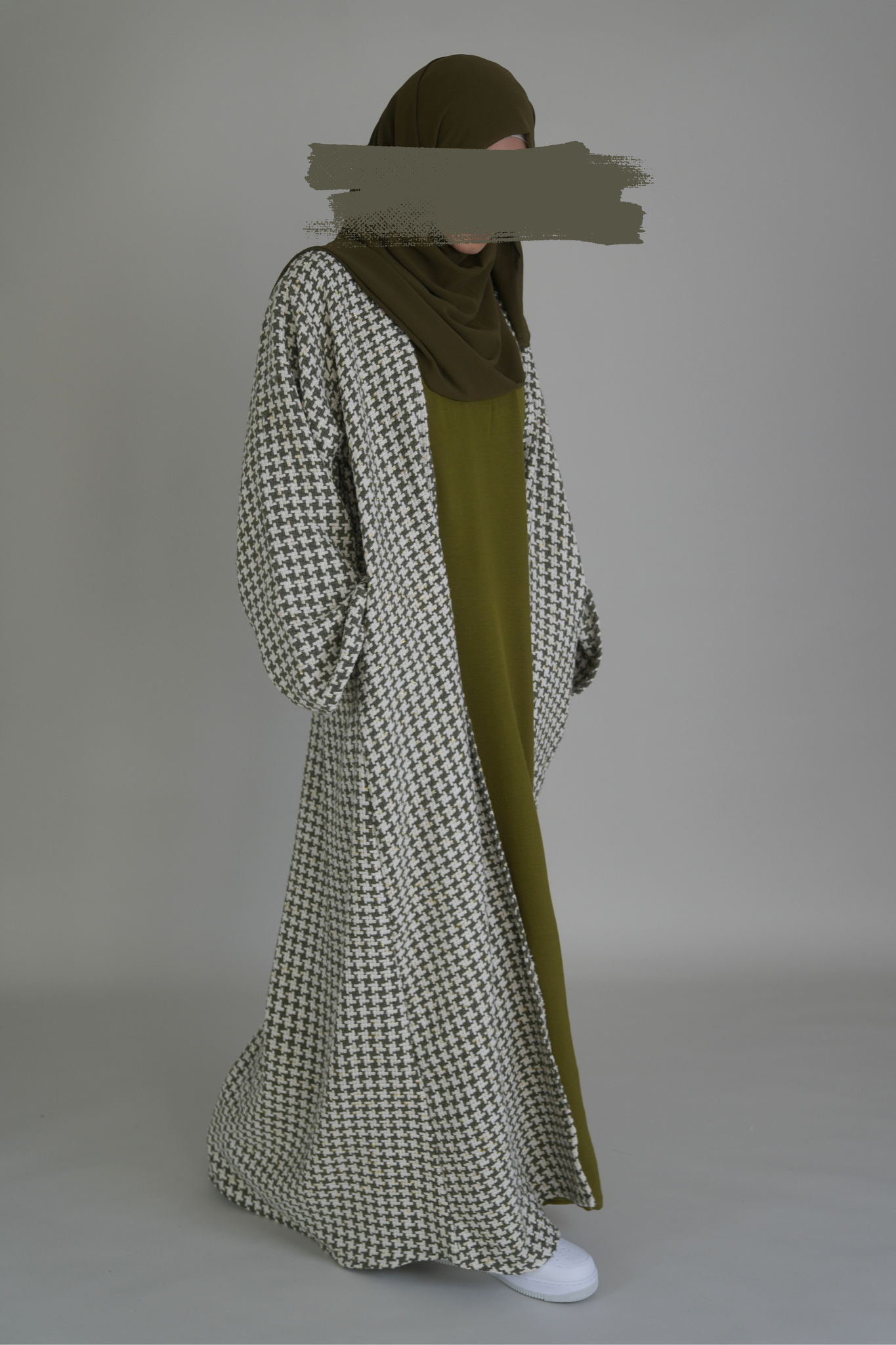TWEED MANTEL ABAYA - ÖLIVGRÜN