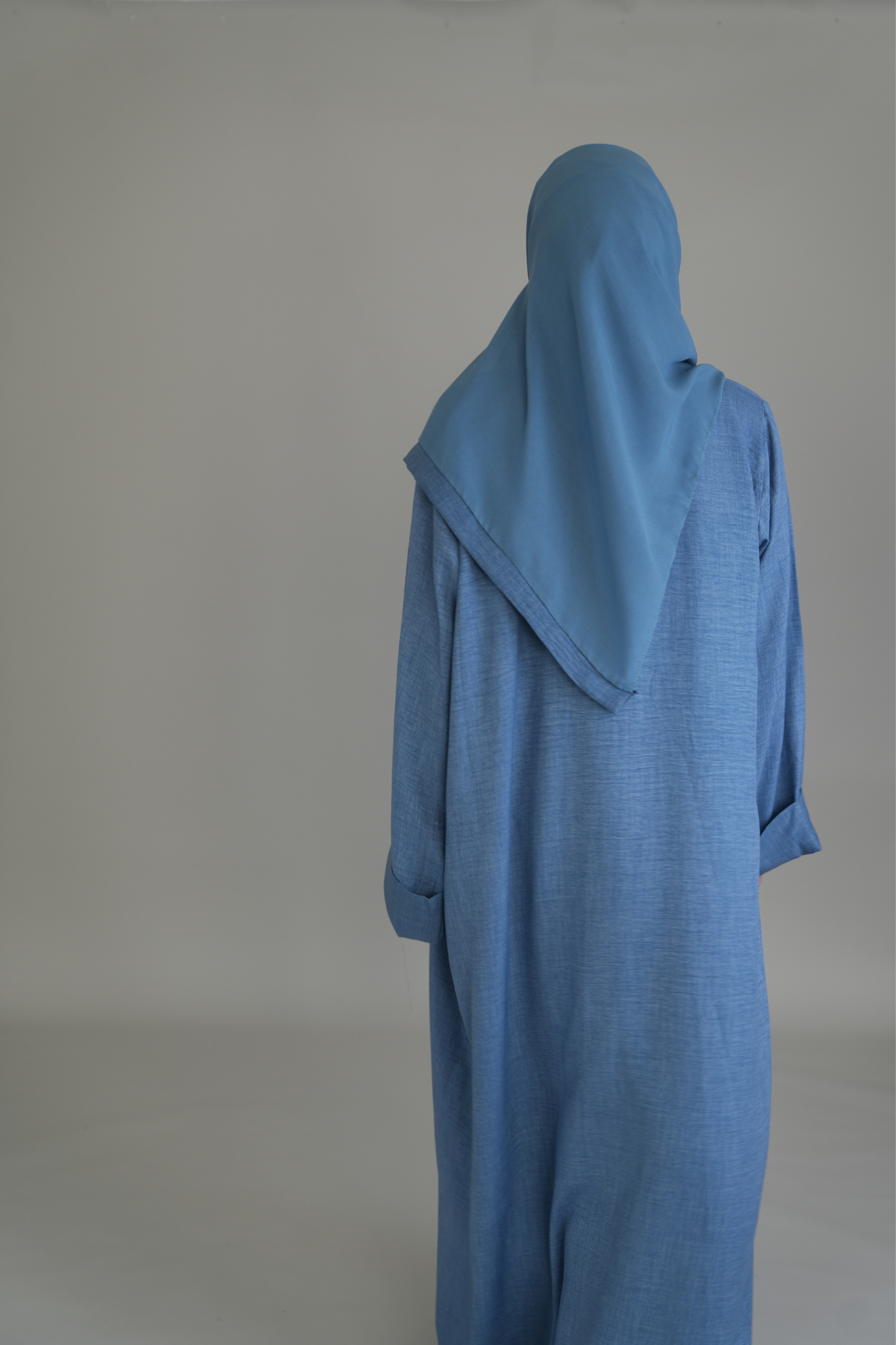 PREMIUM LINEN ABAYA SET - JEANSBLAU
