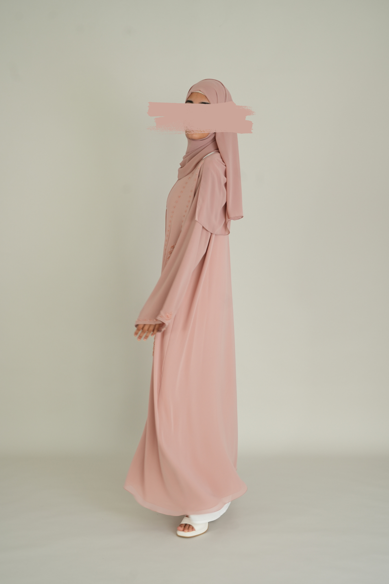 LUXUS CHIFFON ABAYA SET - BLUSH