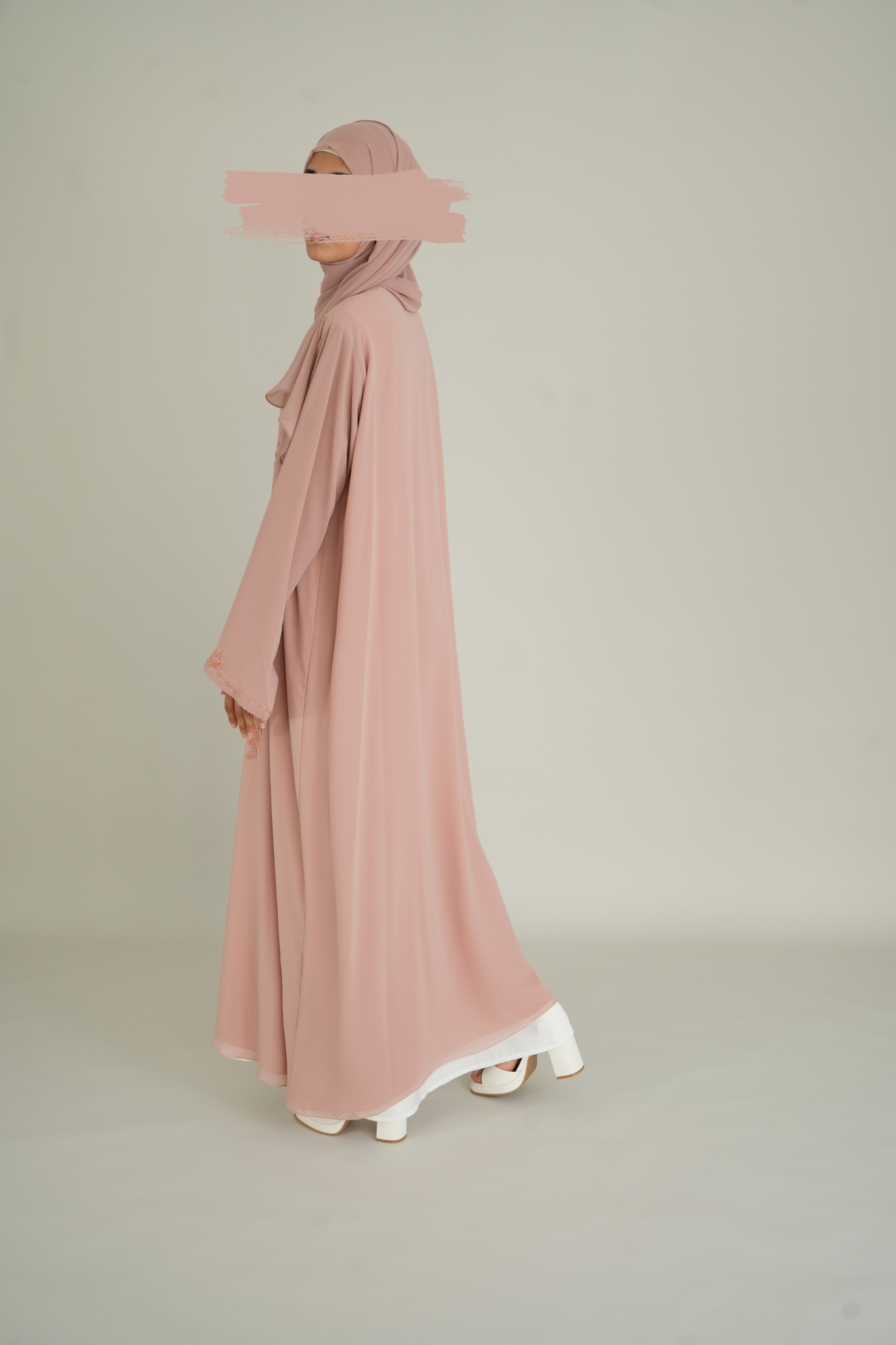 LUXUS CHIFFON ABAYA SET - BLUSH