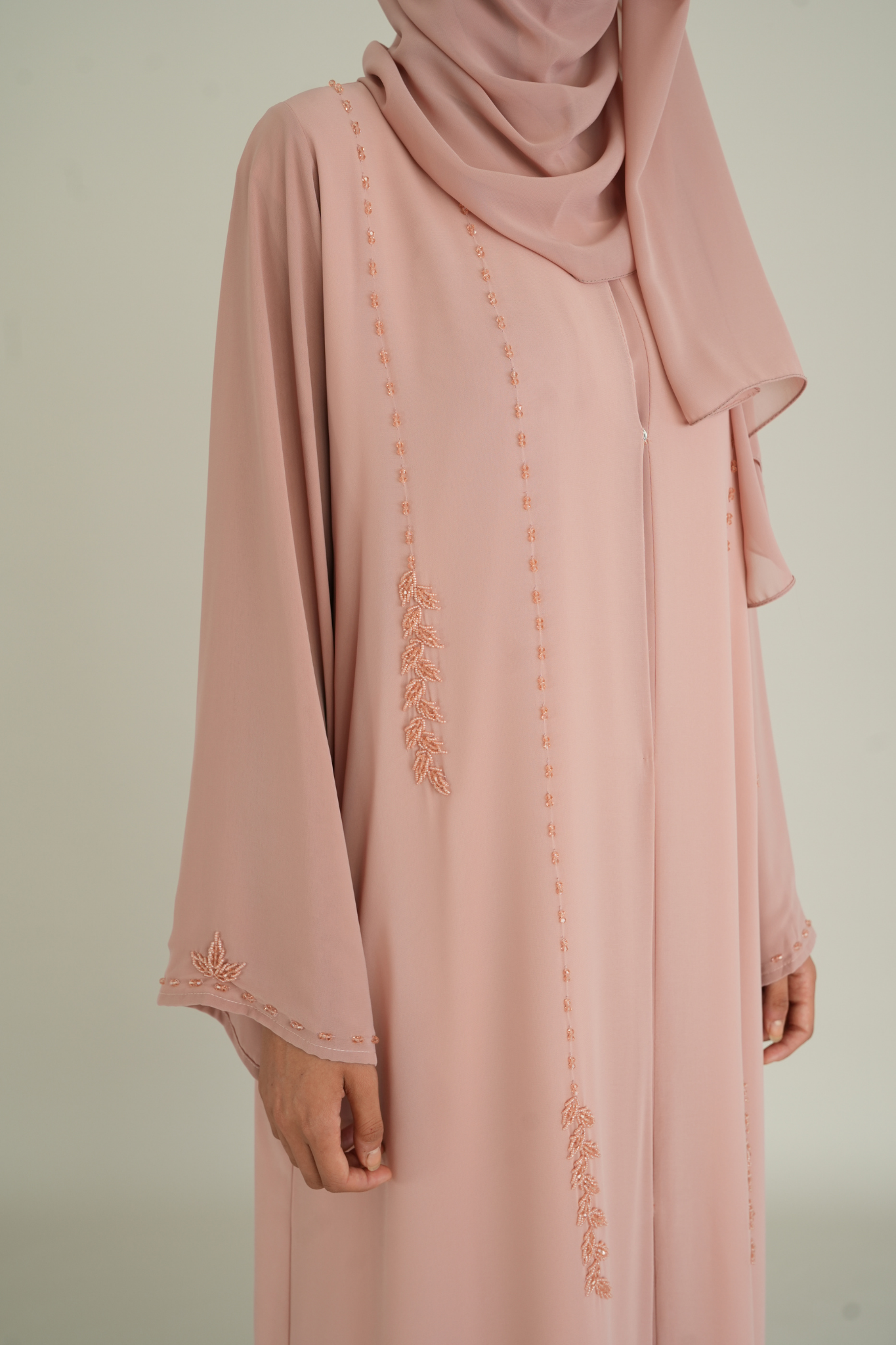 LUXUS CHIFFON ABAYA SET - BLUSH