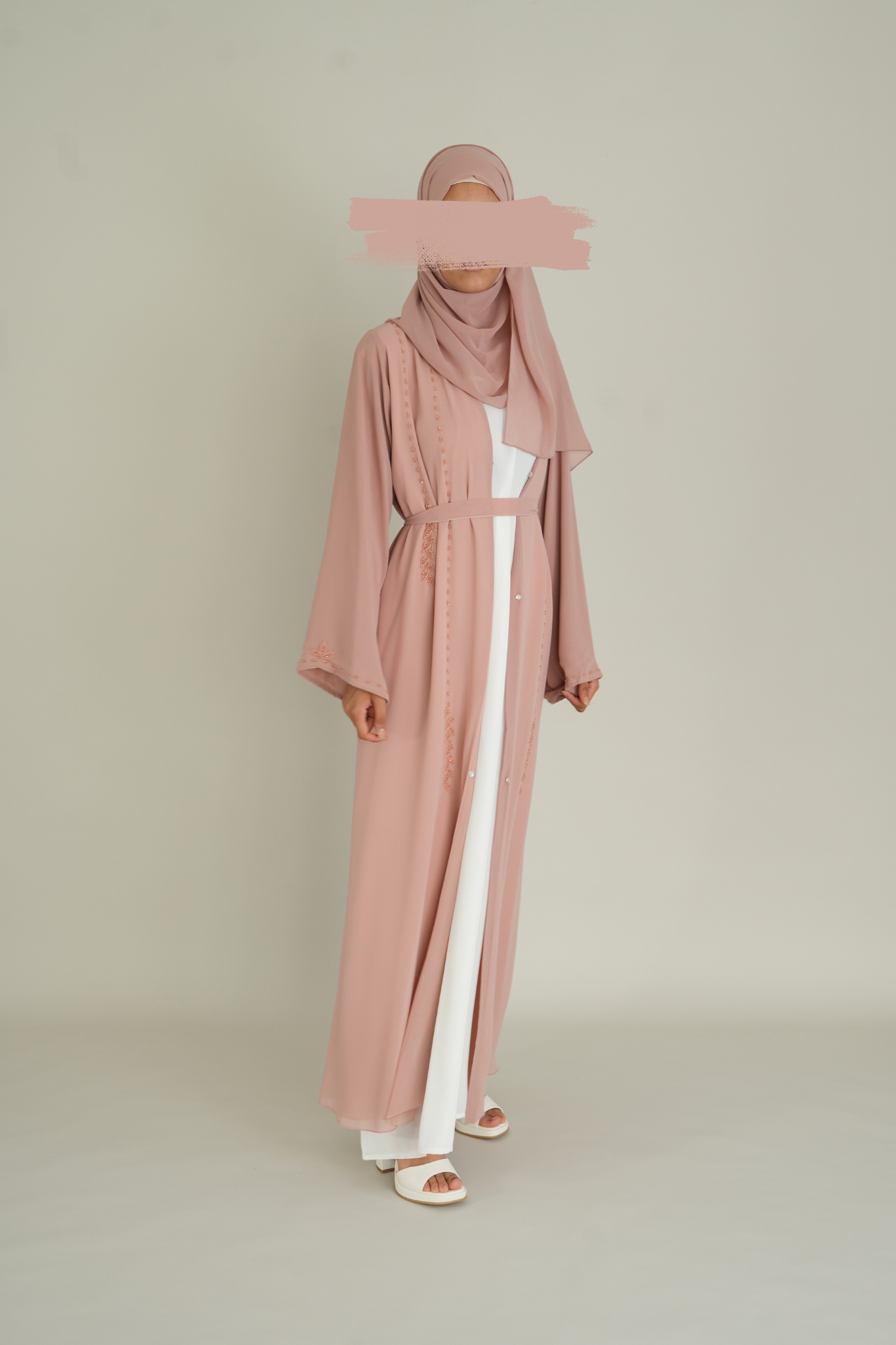 LUXUS CHIFFON ABAYA SET - BLUSH