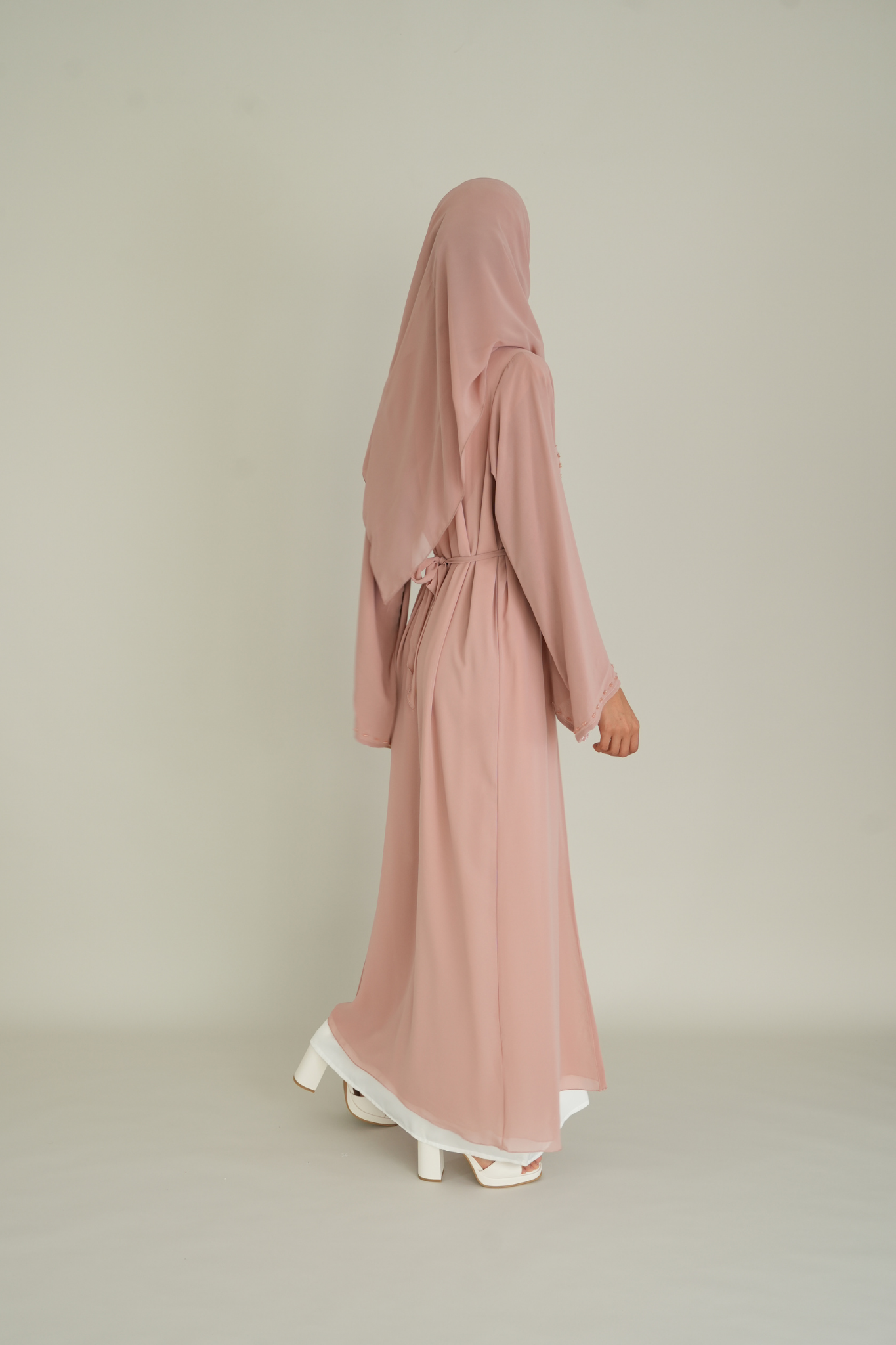 LUXUS CHIFFON ABAYA SET - BLUSH