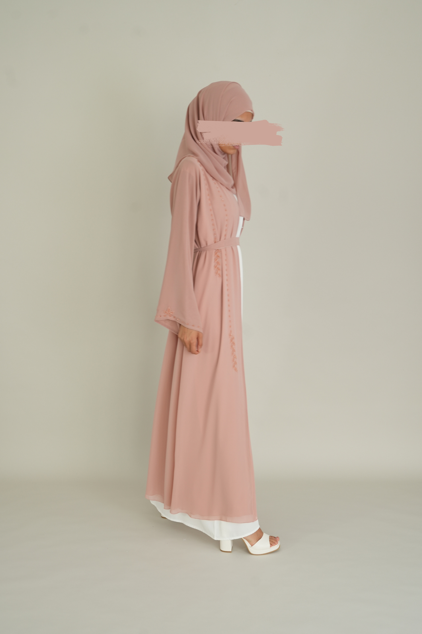 LUXUS CHIFFON ABAYA SET - BLUSH