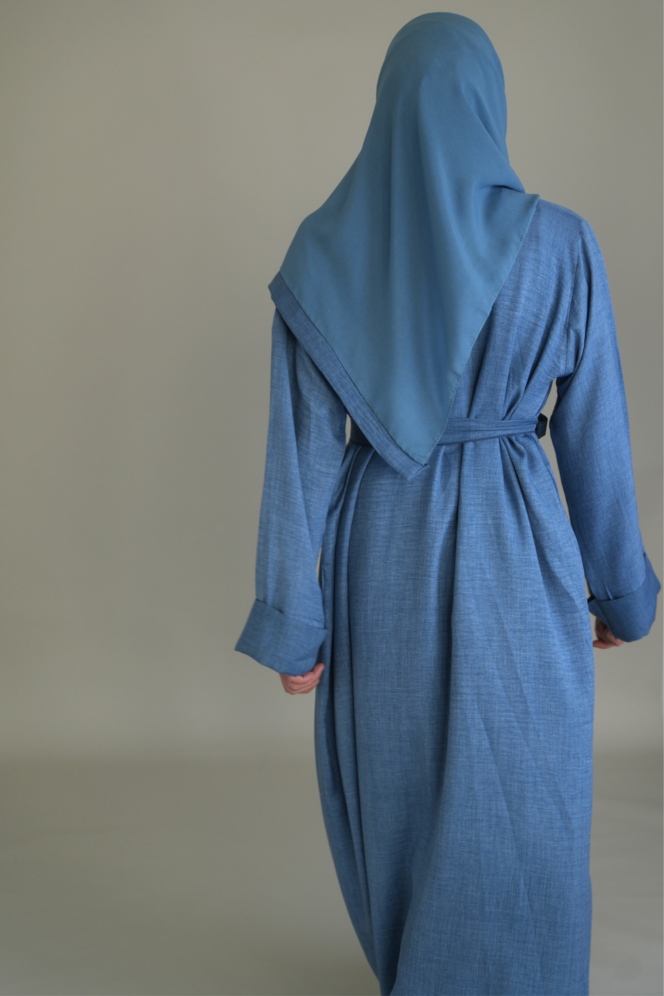 PREMIUM LINEN ABAYA SET - JEANSBLAU
