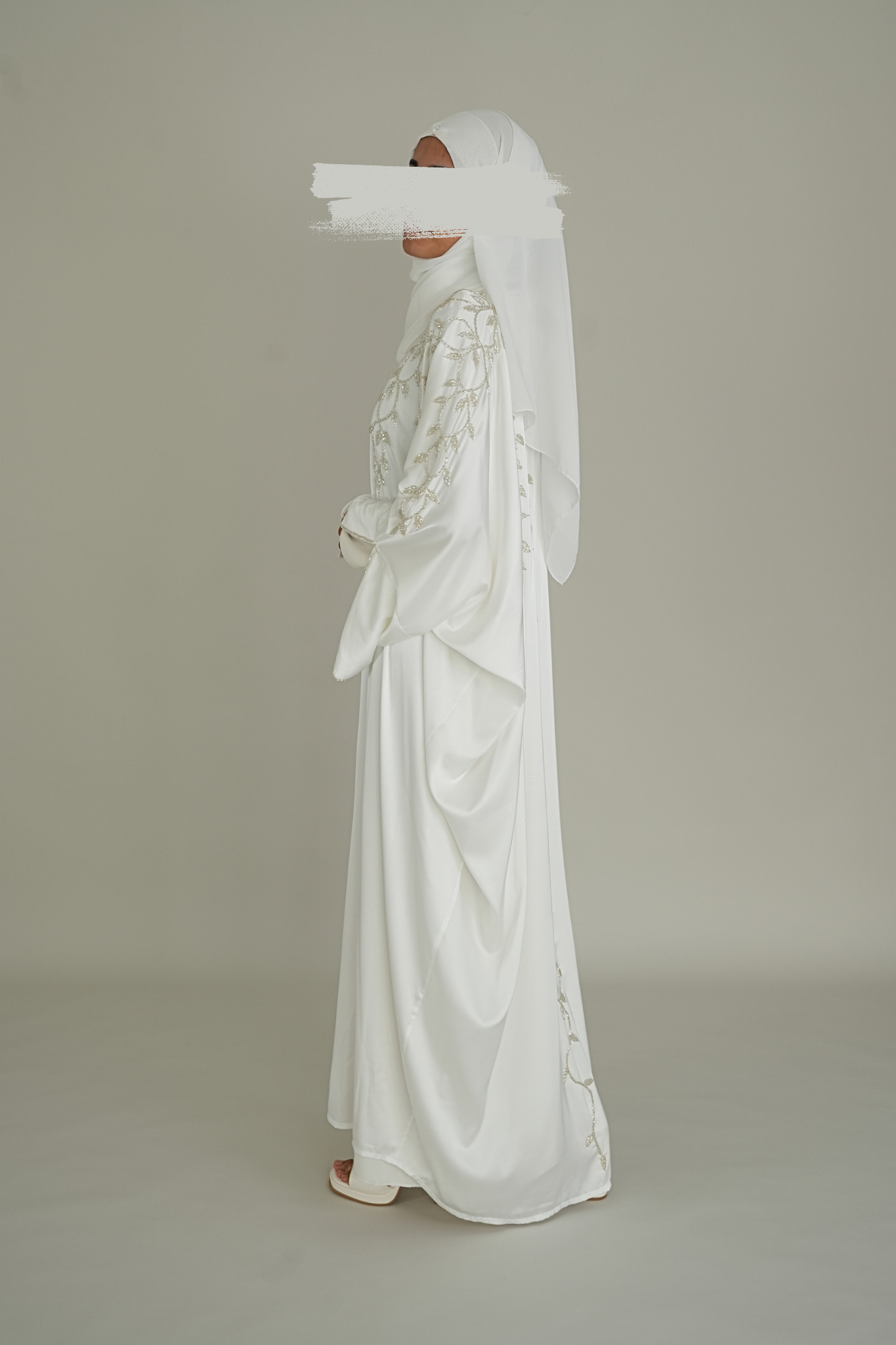 LUXUS SILK BRAUT ABAYA SET - WHITE