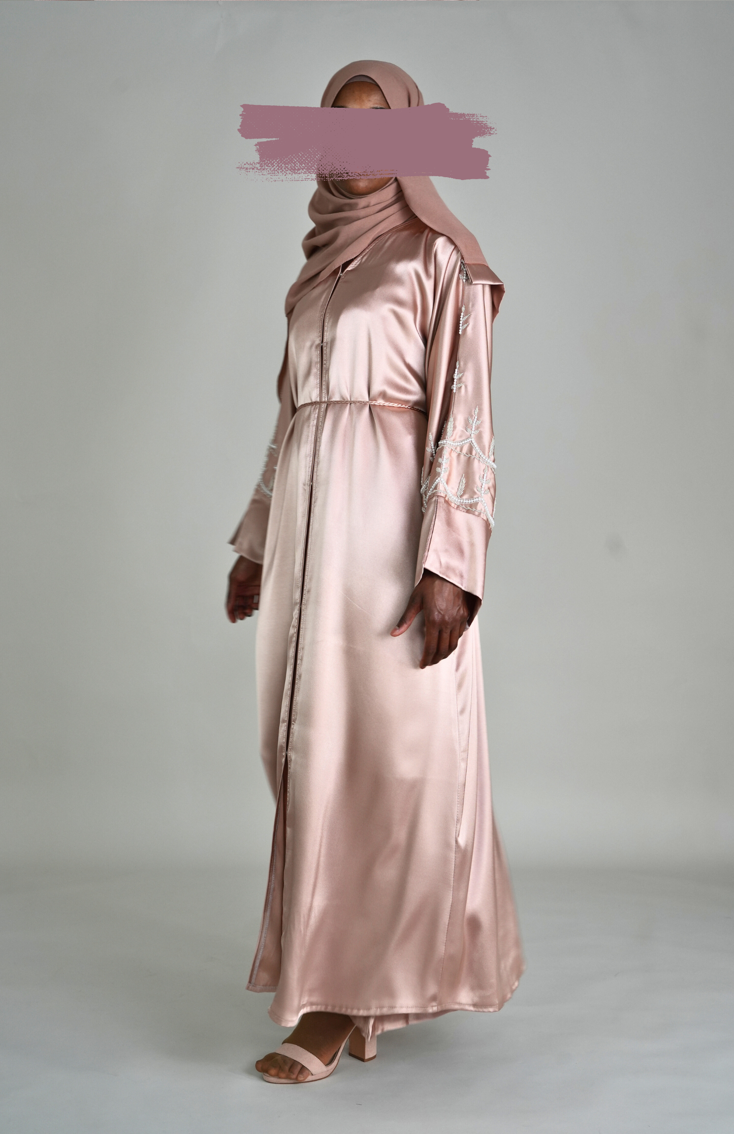 LUXURY SATIN ABAYA SET - SWEET BLUSH