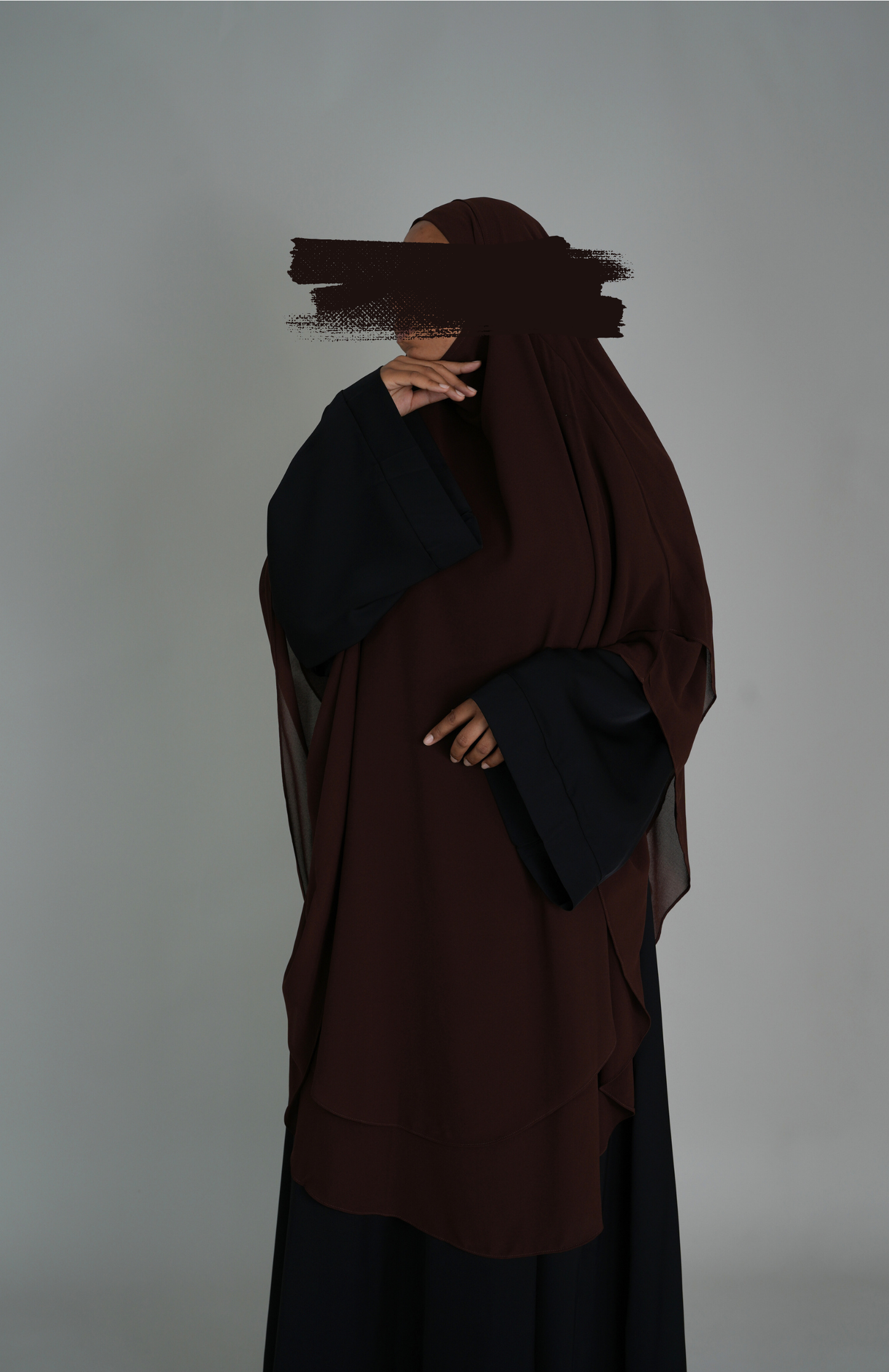 ZWEILAGIGER MAXI CHIFFON KHIMAR - COFFEE