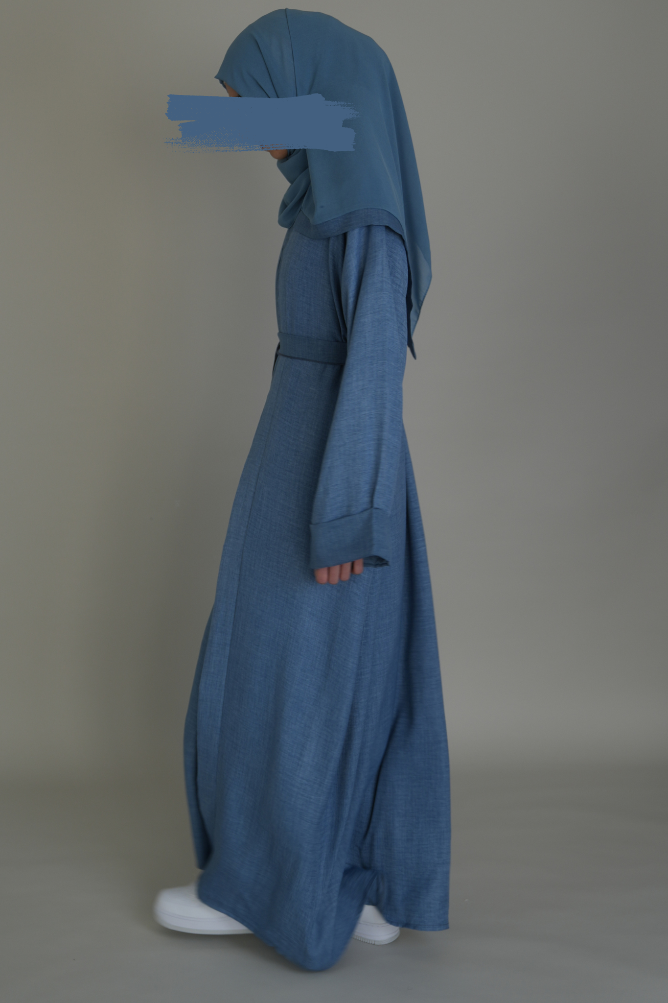 PREMIUM LINEN ABAYA SET - JEANSBLAU
