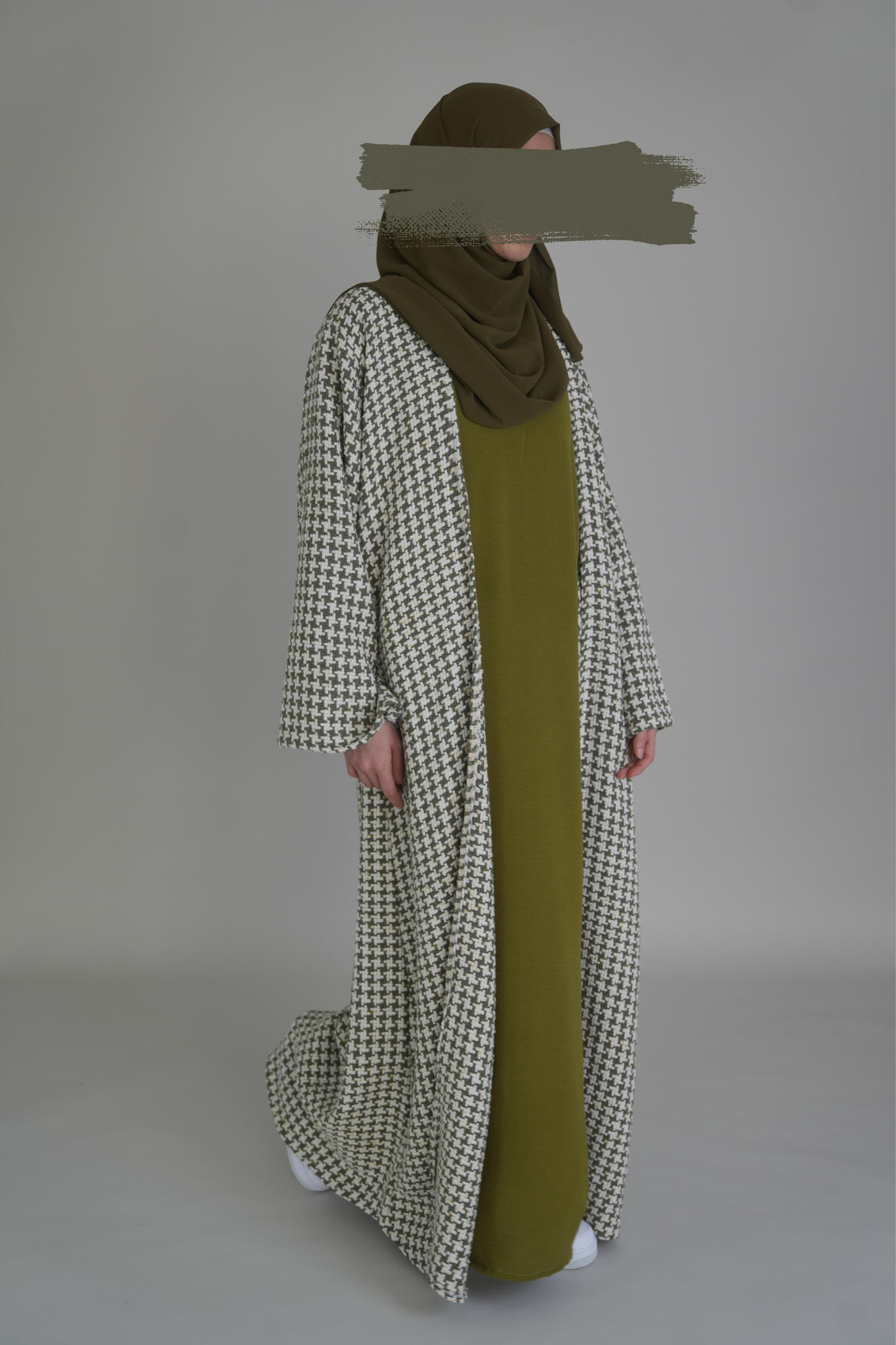 TWEED MANTEL ABAYA - ÖLIVGRÜN