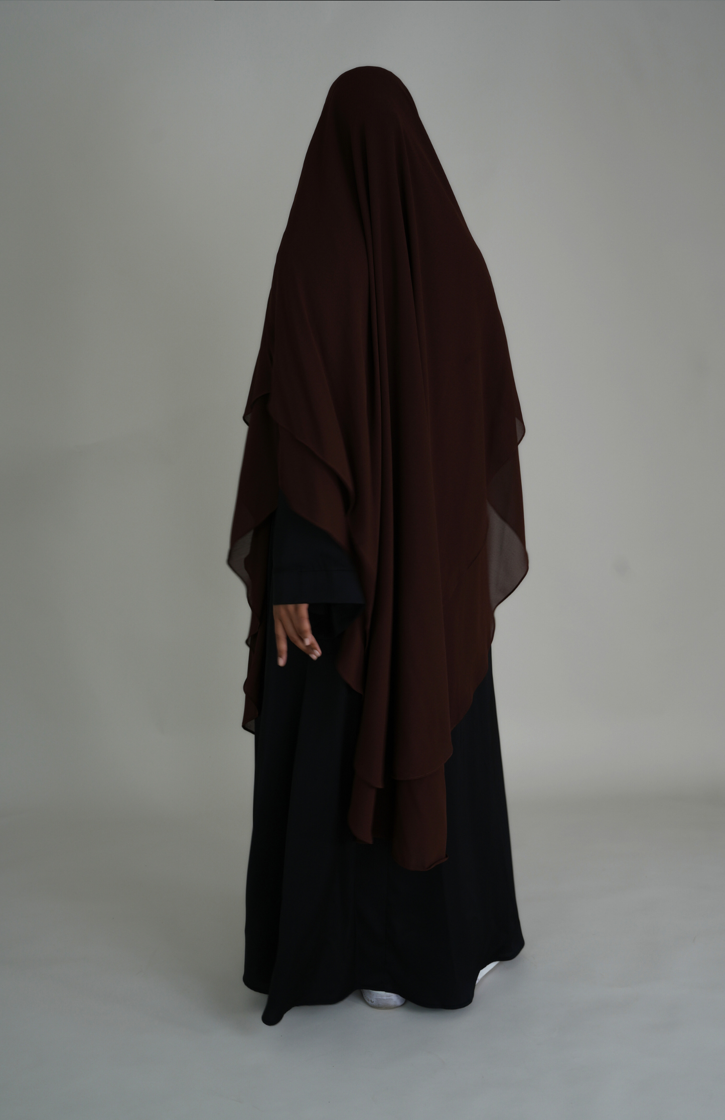 ZWEILAGIGER MAXI CHIFFON KHIMAR - COFFEE