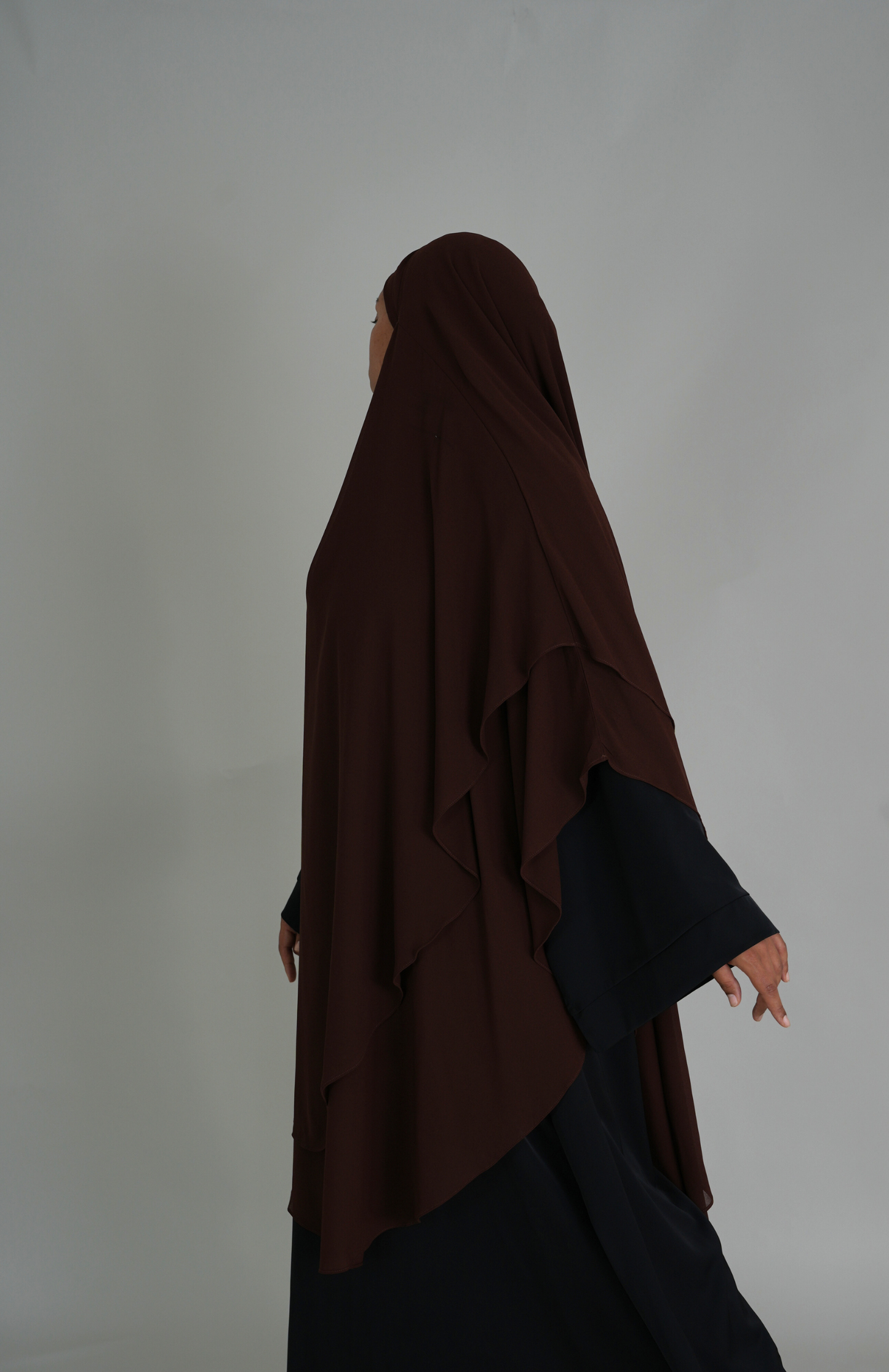 ZWEILAGIGER MAXI CHIFFON KHIMAR - COFFEE