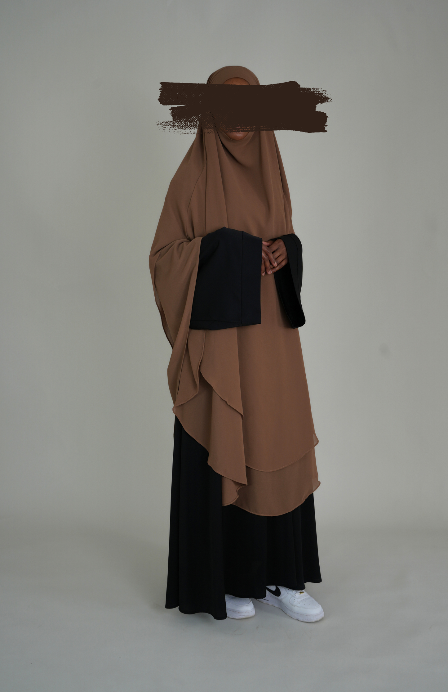 ZWEILAGIGER MAXI CHIFFON KHIMAR - CAMEL