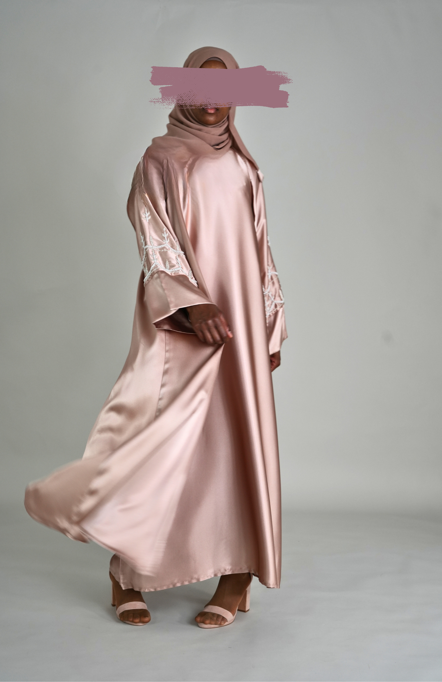 LUXURY SATIN ABAYA SET - SWEET BLUSH