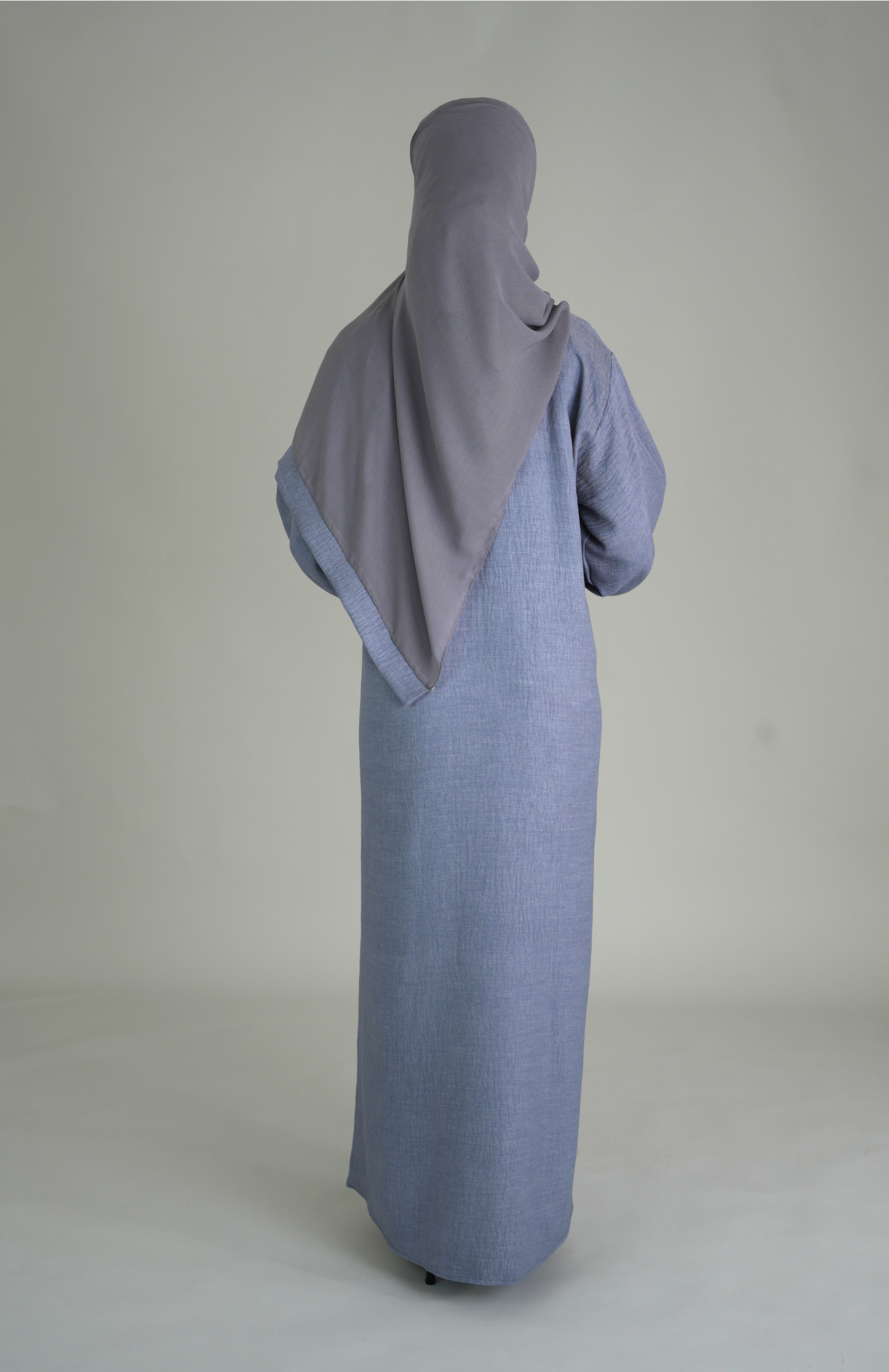 LINEN ABAYA - BLUE GREY