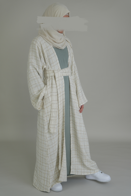 TWEED MANTEL ABAYA - CREME