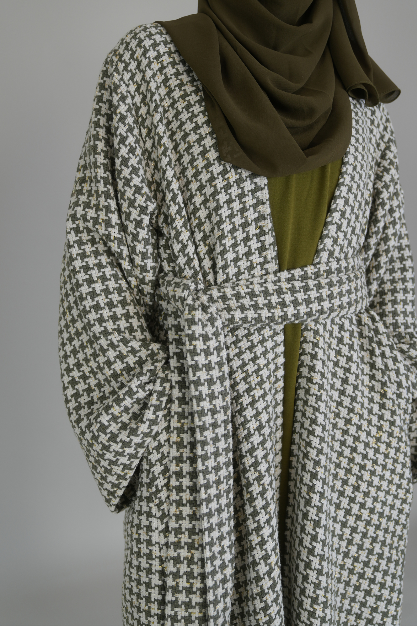 TWEED MANTEL ABAYA - ÖLIVGRÜN