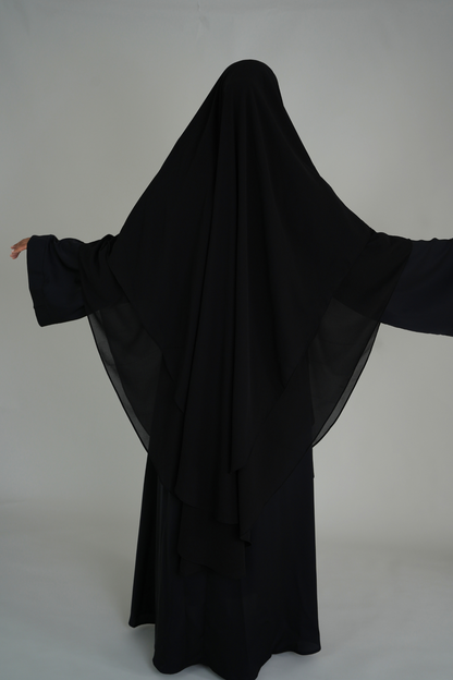 ZWEILAGIGER MAXI CHIFFON KHIMAR - SCHWARZ