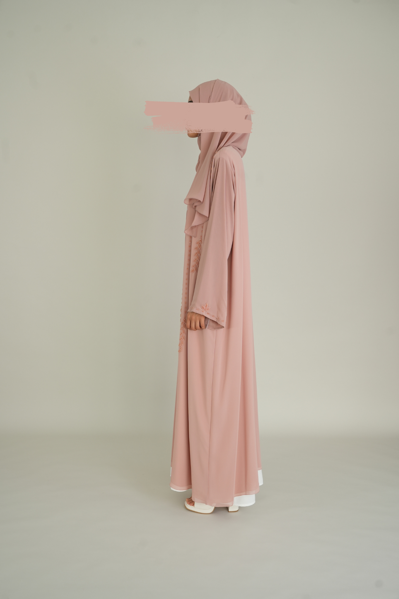 LUXUS CHIFFON ABAYA SET - BLUSH