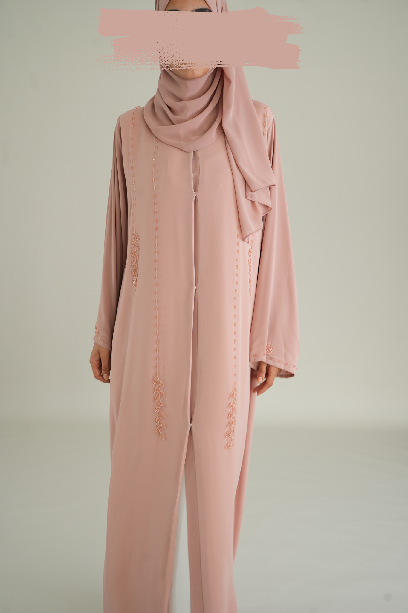 LUXUS CHIFFON ABAYA SET - BLUSH