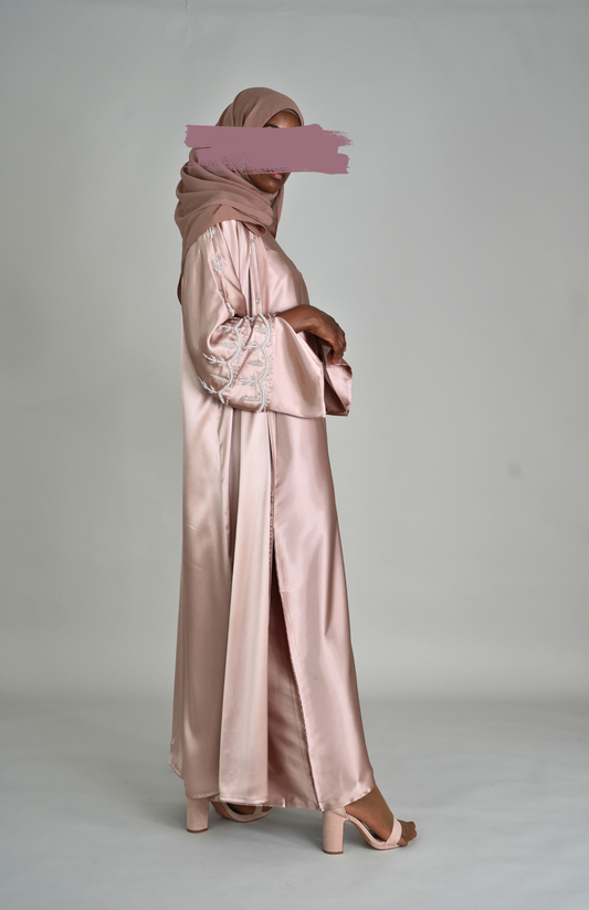 LUXUS SATIN ABAYA SET - SWEET BLUSH