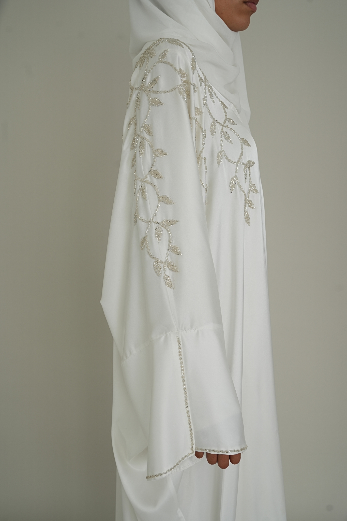 LUXUS SILK BRAUT ABAYA SET - WHITE
