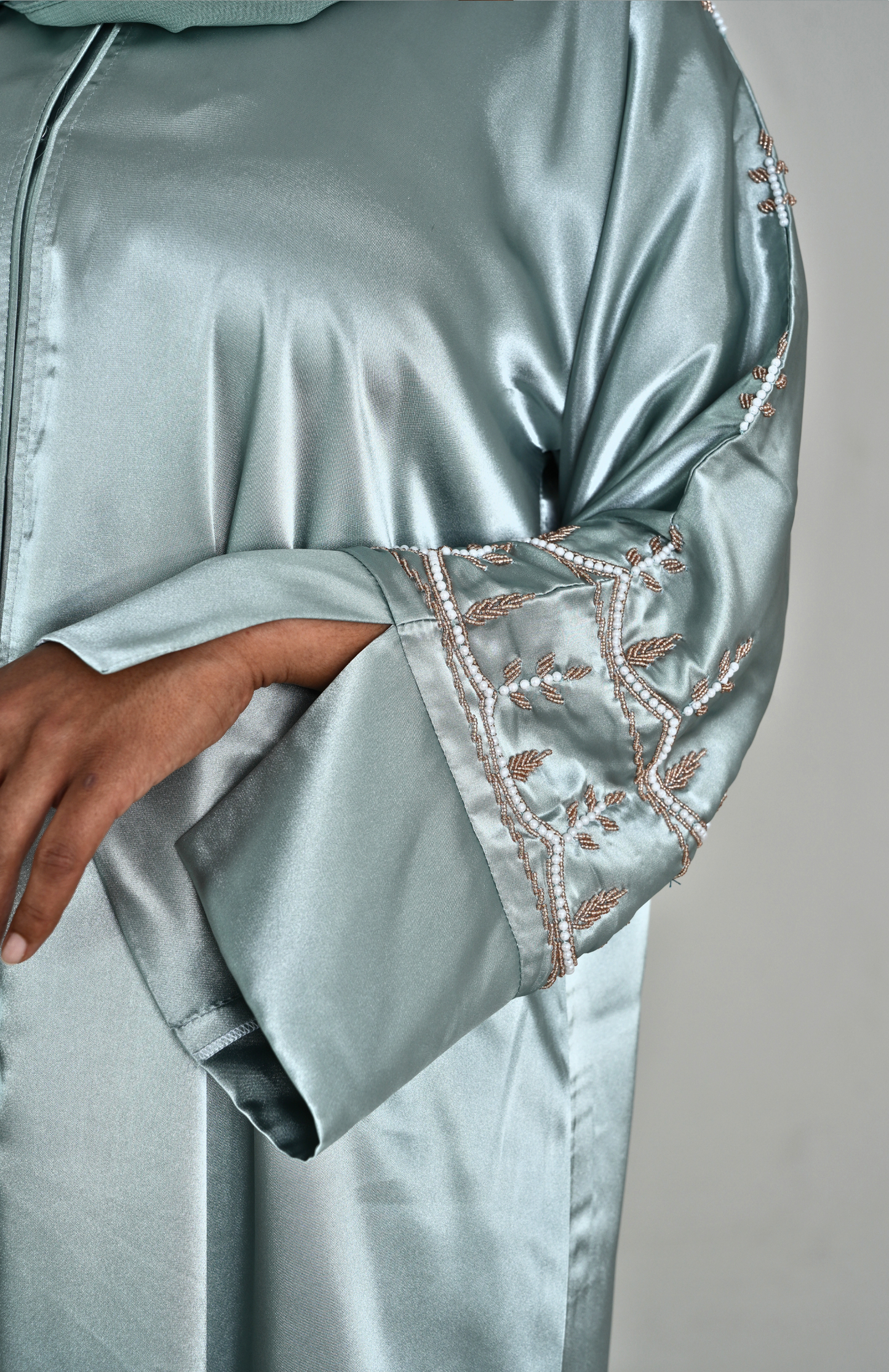 LUXUS SATIN ABAYA SET - SWEET MINT