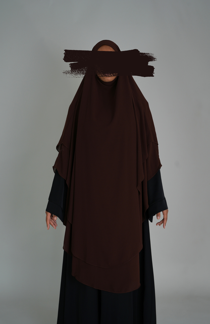 ZWEILAGIGER MAXI CHIFFON KHIMAR - COFFEE