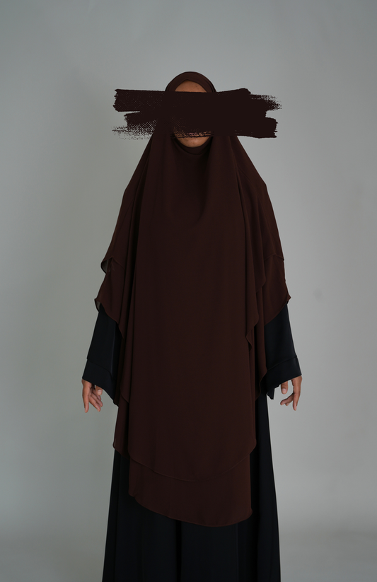 ZWEILAGIGER MAXI CHIFFON KHIMAR - COFFEE
