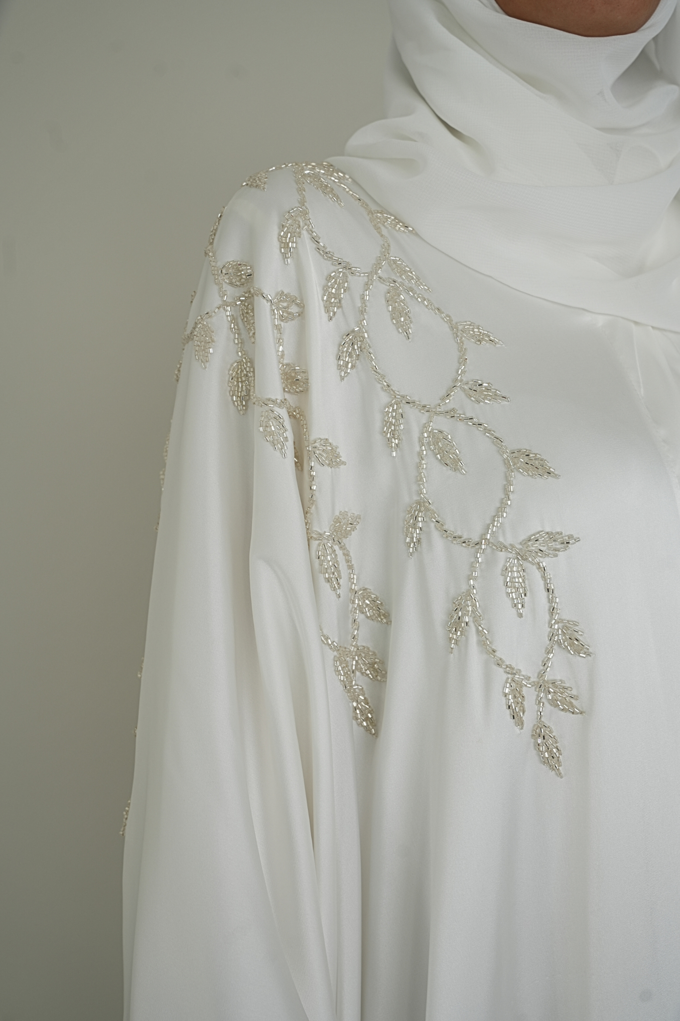 LUXUS SILK BRAUT ABAYA SET - WHITE
