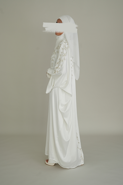 LUXUS SILK BRAUT ABAYA SET - WHITE