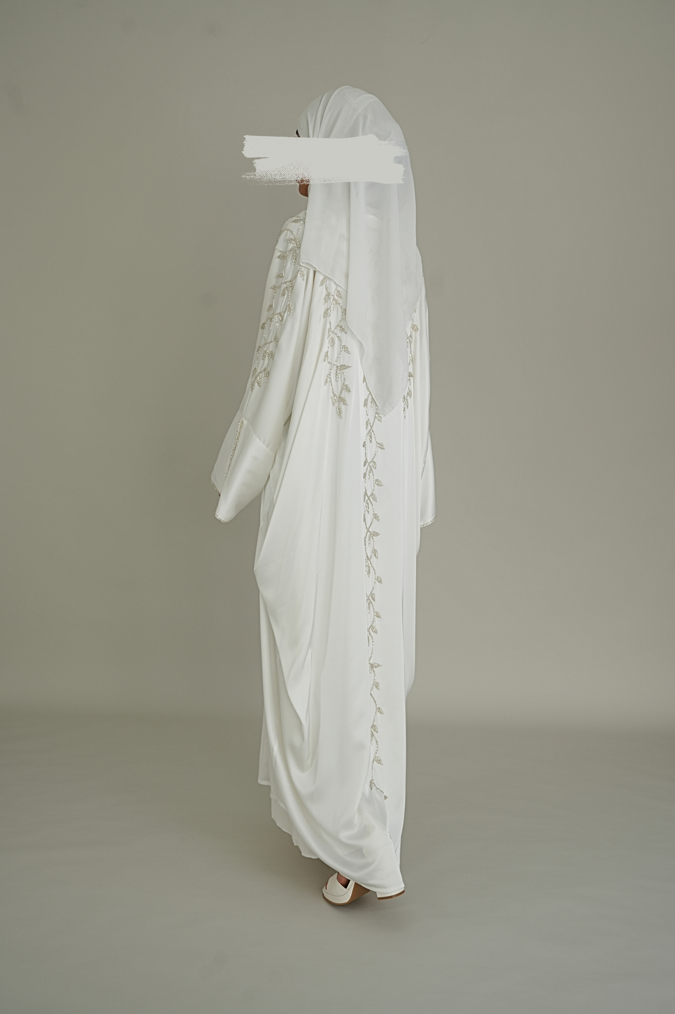 LUXUS SILK BRAUT ABAYA SET - WHITE