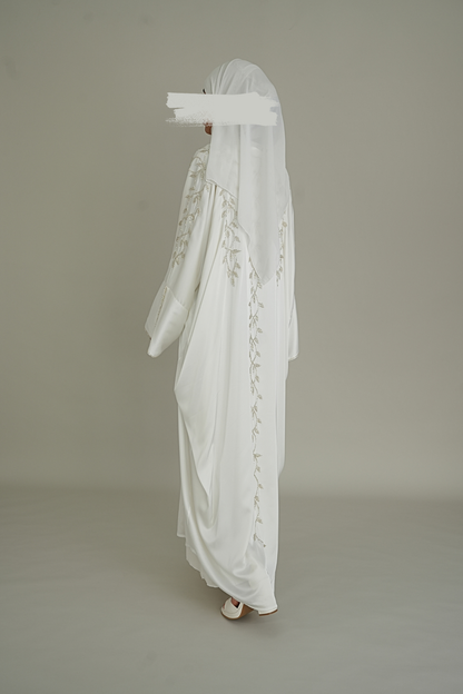 LUXUS SILK BRAUT ABAYA SET - WHITE