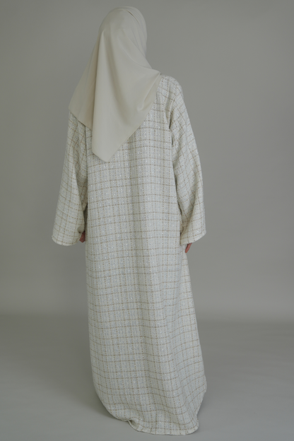 TWEED MANTEL ABAYA - CREME