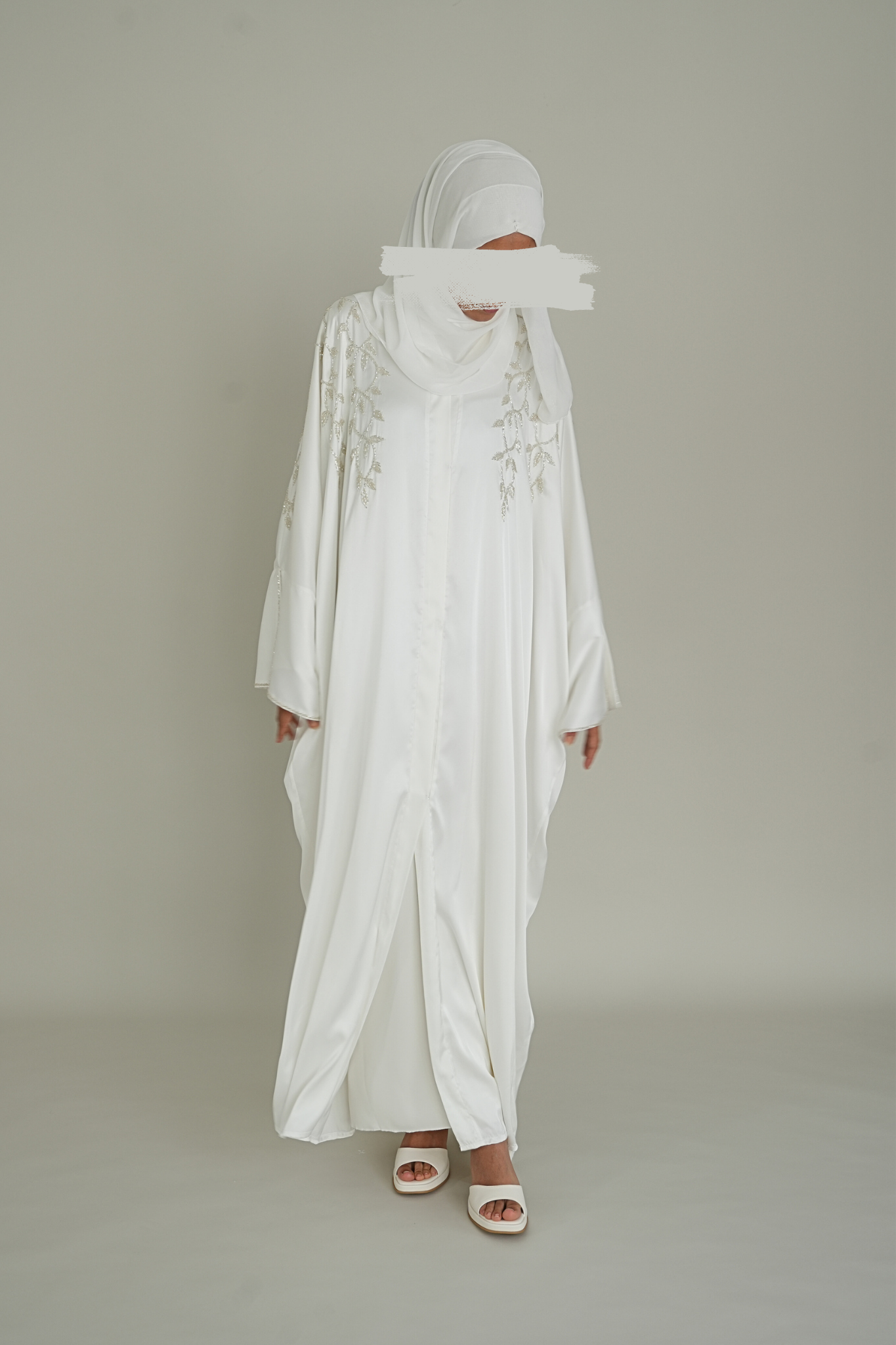 LUXUS SILK BRAUT ABAYA SET - WHITE