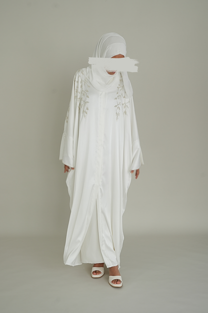 LUXUS SILK BRAUT ABAYA SET - WHITE