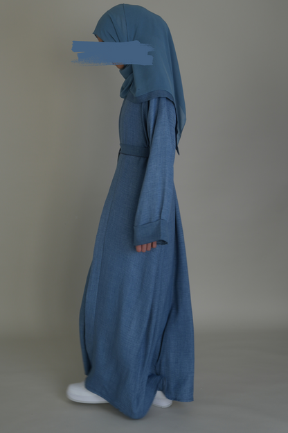 PREMIUM LINEN ABAYA SET - JEANSBLAU