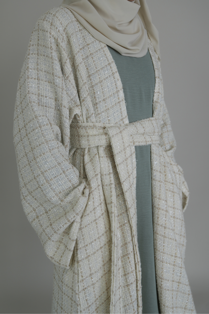 TWEED MANTEL ABAYA - CREME