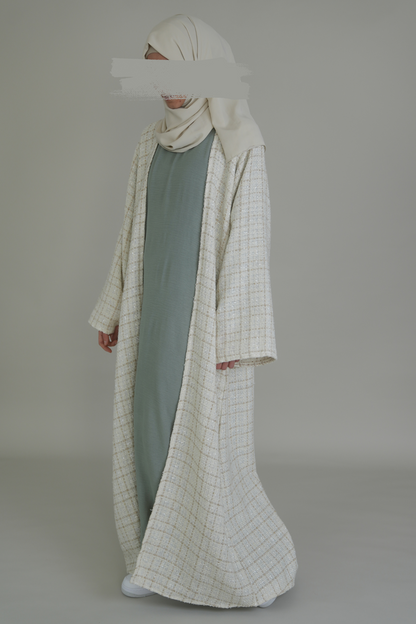 TWEED MANTEL ABAYA - CREME