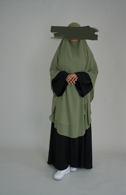 ZWEILAGIGER MAXI CHIFFON KHIMAR - GREEN TEA