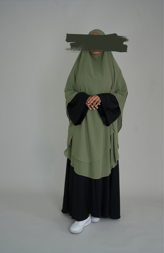 ZWEILAGIGER MAXI CHIFFON KHIMAR - GREEN TEA