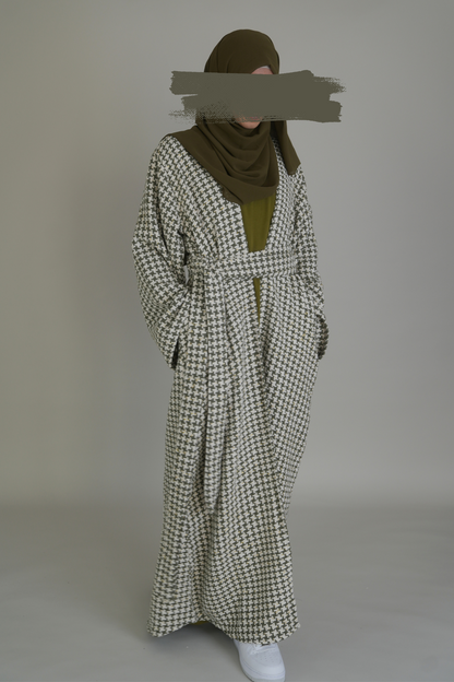 TWEED MANTEL ABAYA - ÖLIVGRÜN