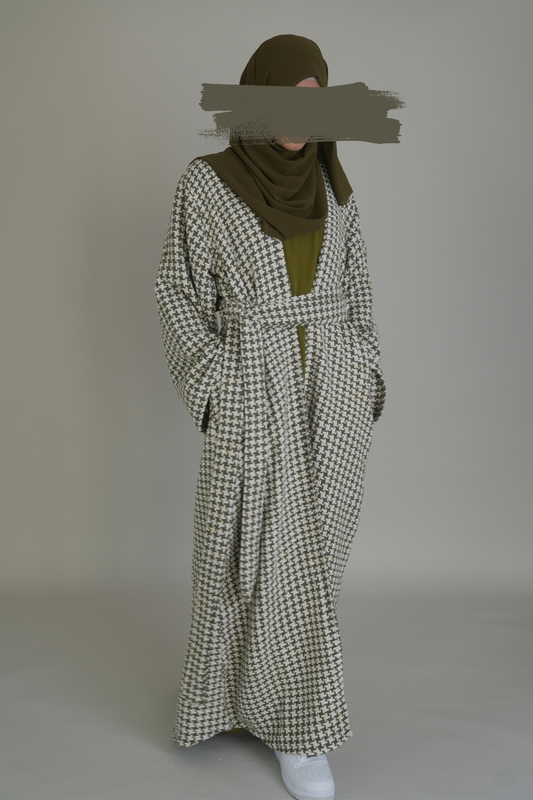 TWEED MANTEL ABAYA - ÖLIVGRÜN