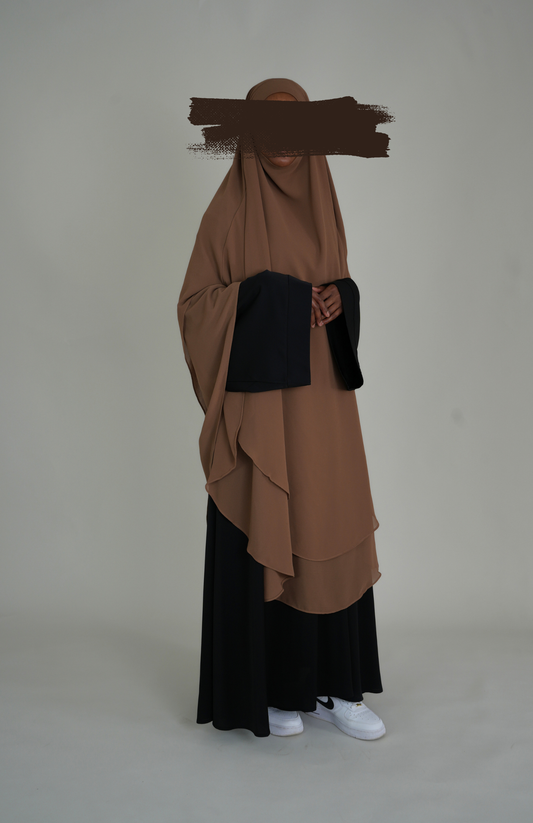 ZWEILAGIGER MAXI CHIFFON KHIMAR - CAMEL