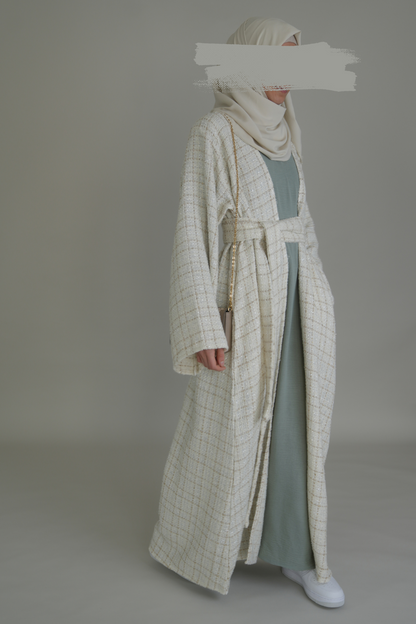 TWEED MANTEL ABAYA - CREME