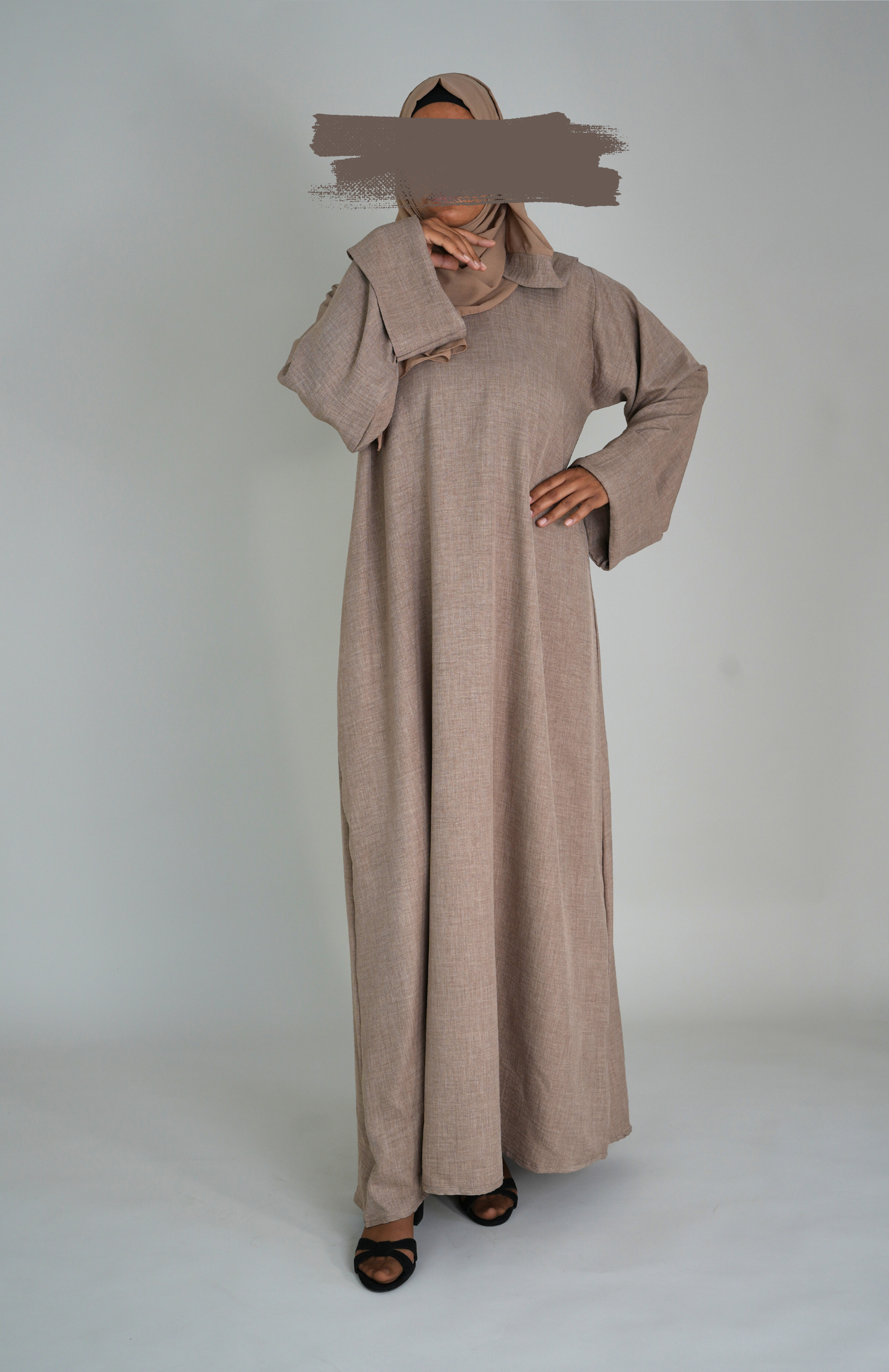 LINEN ABAYA - HELLBRAUN