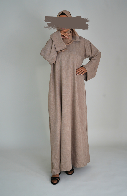 LINEN ABAYA - HELLBRAUN