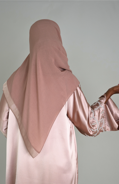LUXURY SATIN ABAYA SET - SWEET BLUSH