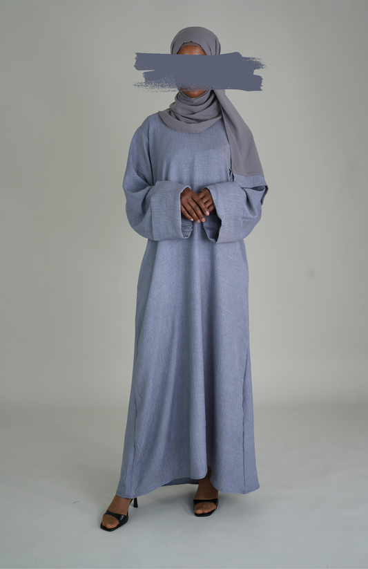 LINEN ABAYA - BLAUGRAU