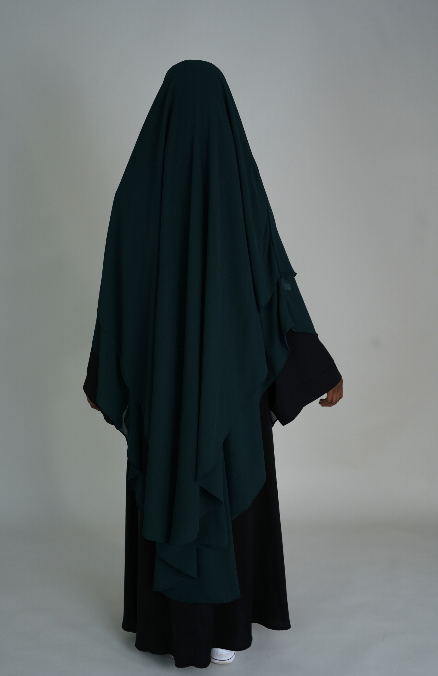 TWO LAYER MAXI CHIFFON KHIMAR - DARK GREEN